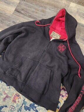 West Coast Choppers Jesse James Work Wear Full Zip Fleece Hoodie Black/Red 2XL